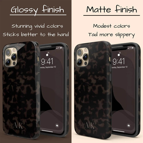 Dark Tortoiseshell Custom Initials iPhone Case